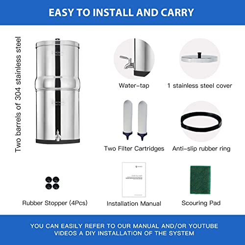 Stainless Steel Gravity Water Filter - Portable