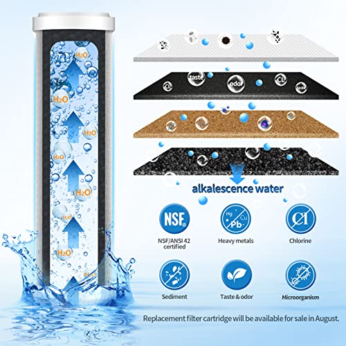 OEMIRY Countertop Water Filtration System, NSF/ANSI 42&372 Certified, 8000 Gallons Alkaline Water Filter, Reduces 99.99% Lead, Chlorine, Heavy Metals, Bad Taste & Odor (1 Filter Included)