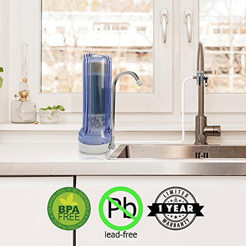 APEX MR-1050 Countertop Water Filter, 5 Stage Mineral pH Alkaline Water Filter, Easy Install Faucet Water Filter - Reduces Heavy Metals, Bad Taste and Up to 99% of Chlorine - Black