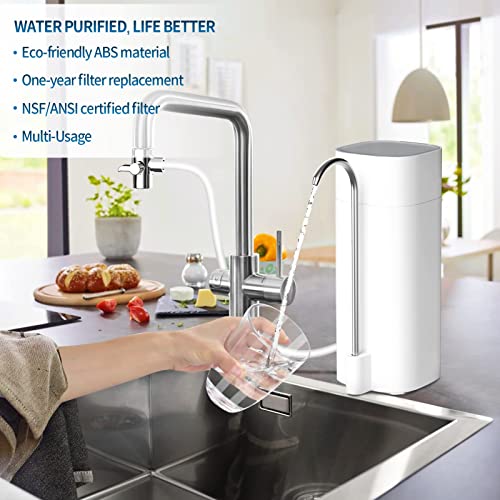 OEMIRY Countertop Water Filtration System, NSF/ANSI 42&372 Certified, 8000 Gallons Alkaline Water Filter, Reduces 99.99% Lead, Chlorine, Heavy Metals, Bad Taste & Odor (1 Filter Included)