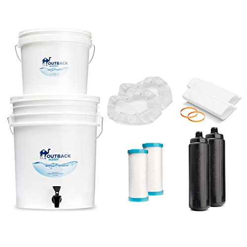 Outback Water Emergency Water Filtration System - Extra Replacement Filters - 5 Gal Bucket Water Filter - Portable - Gravity-Fed Purifier - for Potable Clean Drinking Water - 20-24 Gal/Day