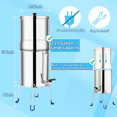 Stainless Steel Water Purifier with 2 Filters