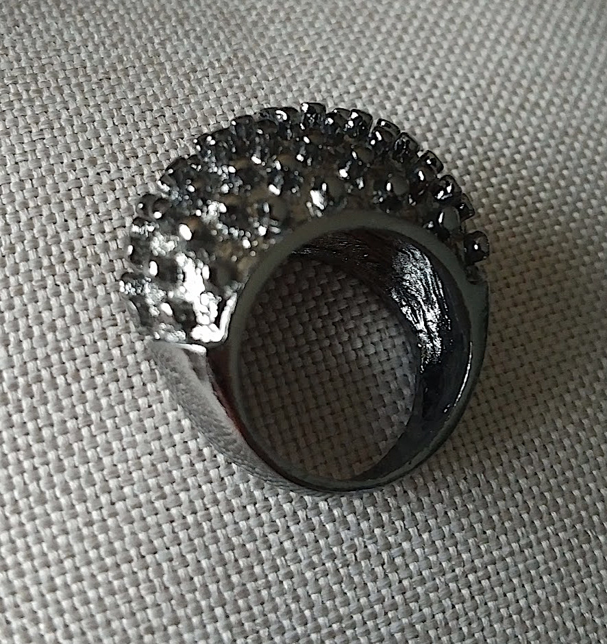 Spiky Dome Statement Ring in Dark Silver Tone