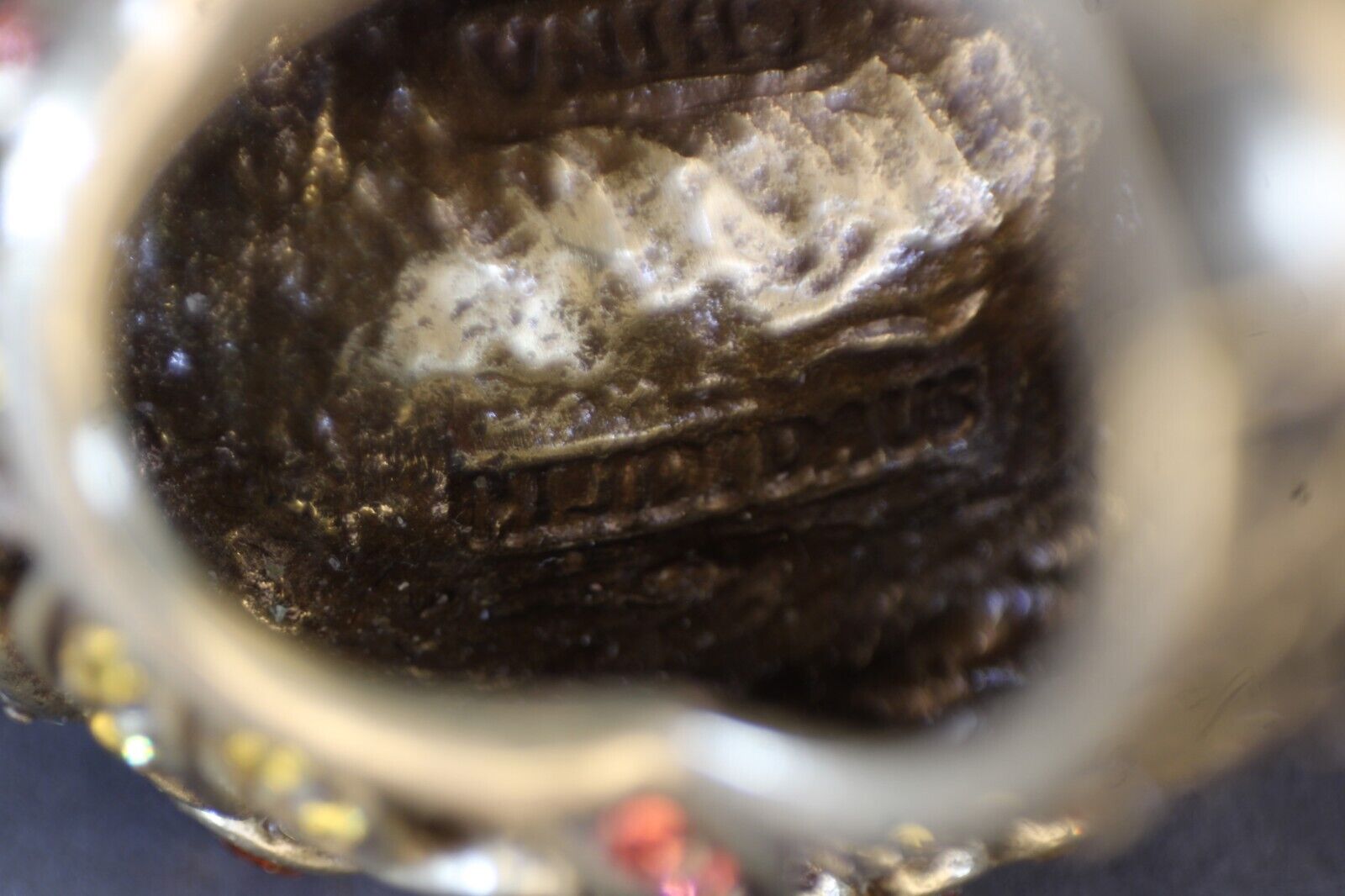 Floral Statement Ring with Rhinestones and Enamel