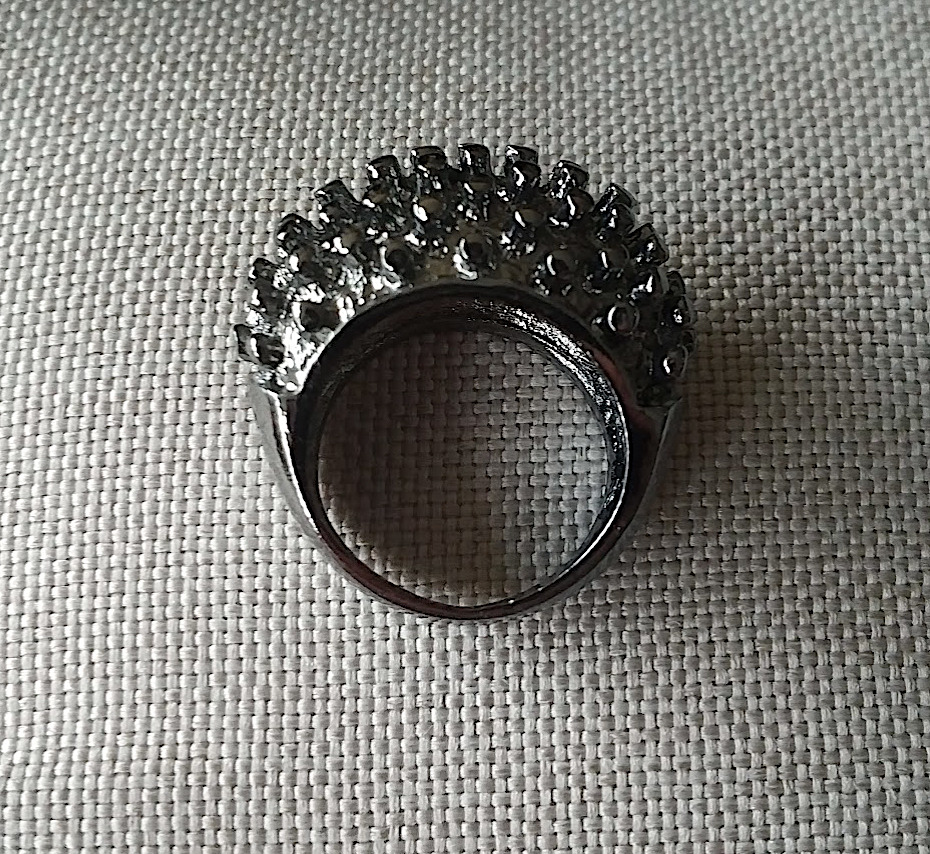 Spiky Dome Statement Ring in Dark Silver Tone