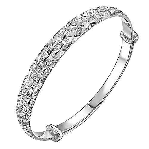 Symbolic Engraved Sterling Silver Bangle Bracelet for Women