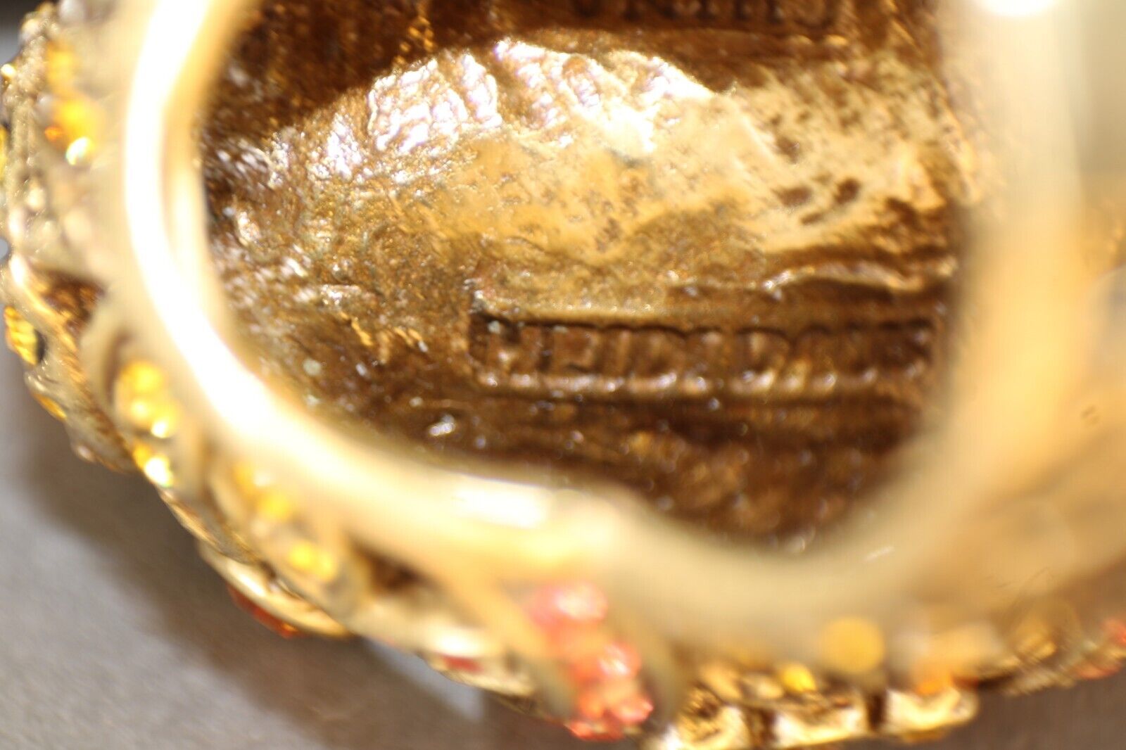 Floral Statement Ring with Rhinestones and Enamel