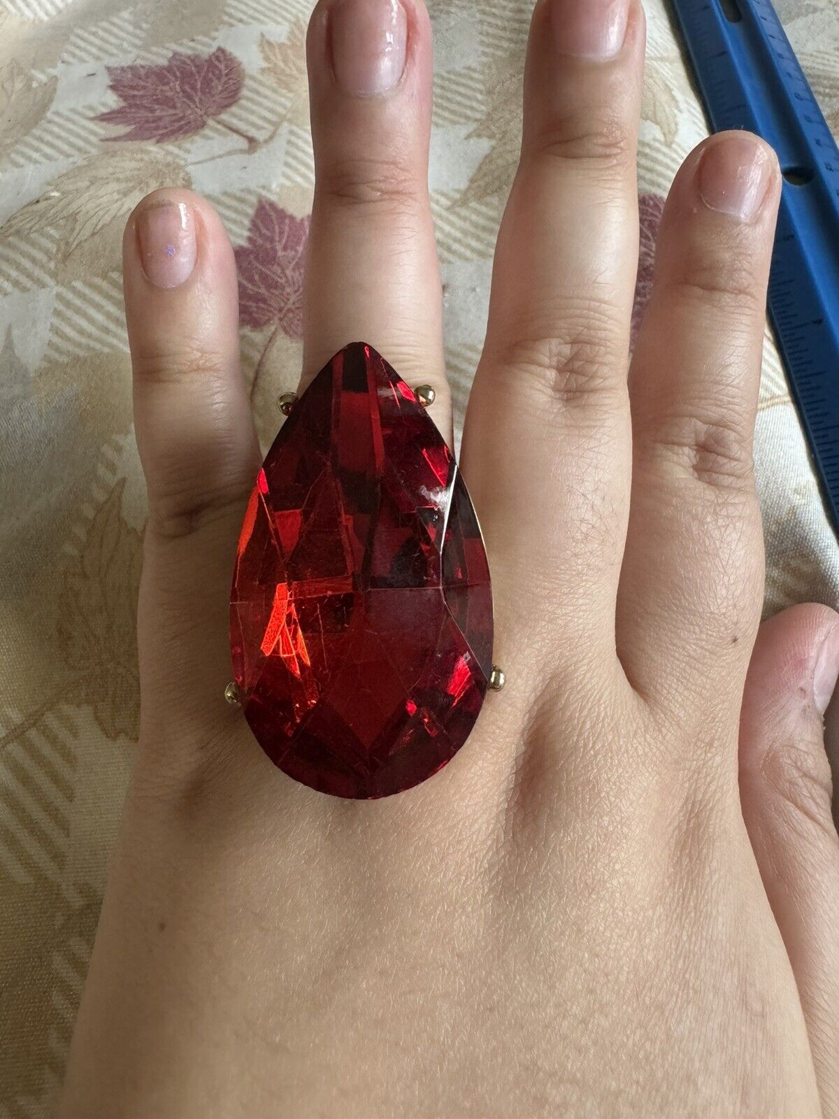 Handmade Teardrop Stone Statement Ring