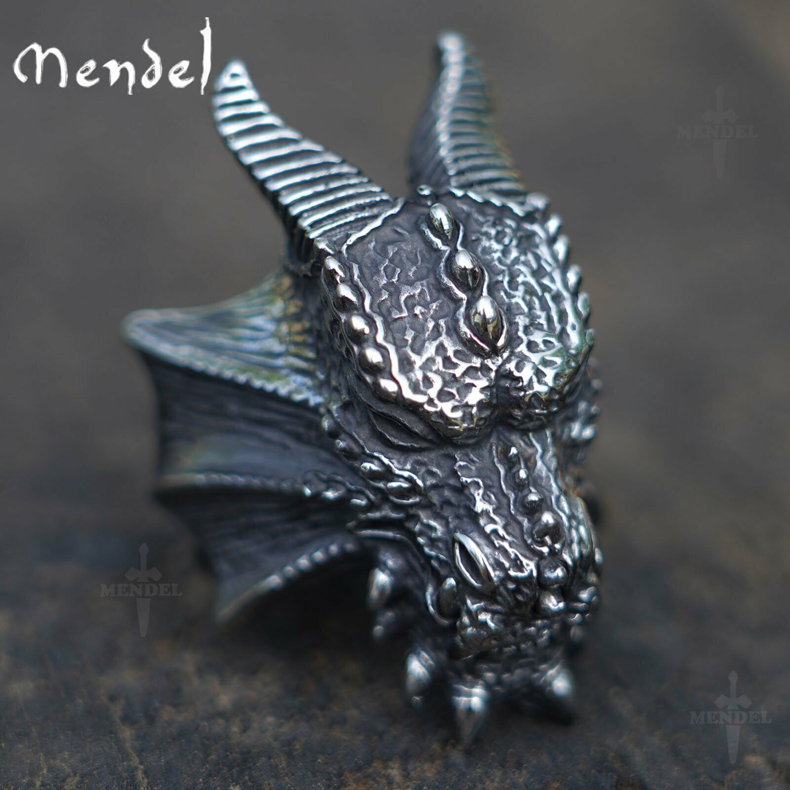 Large Gothic Dragon Head Ring for Men