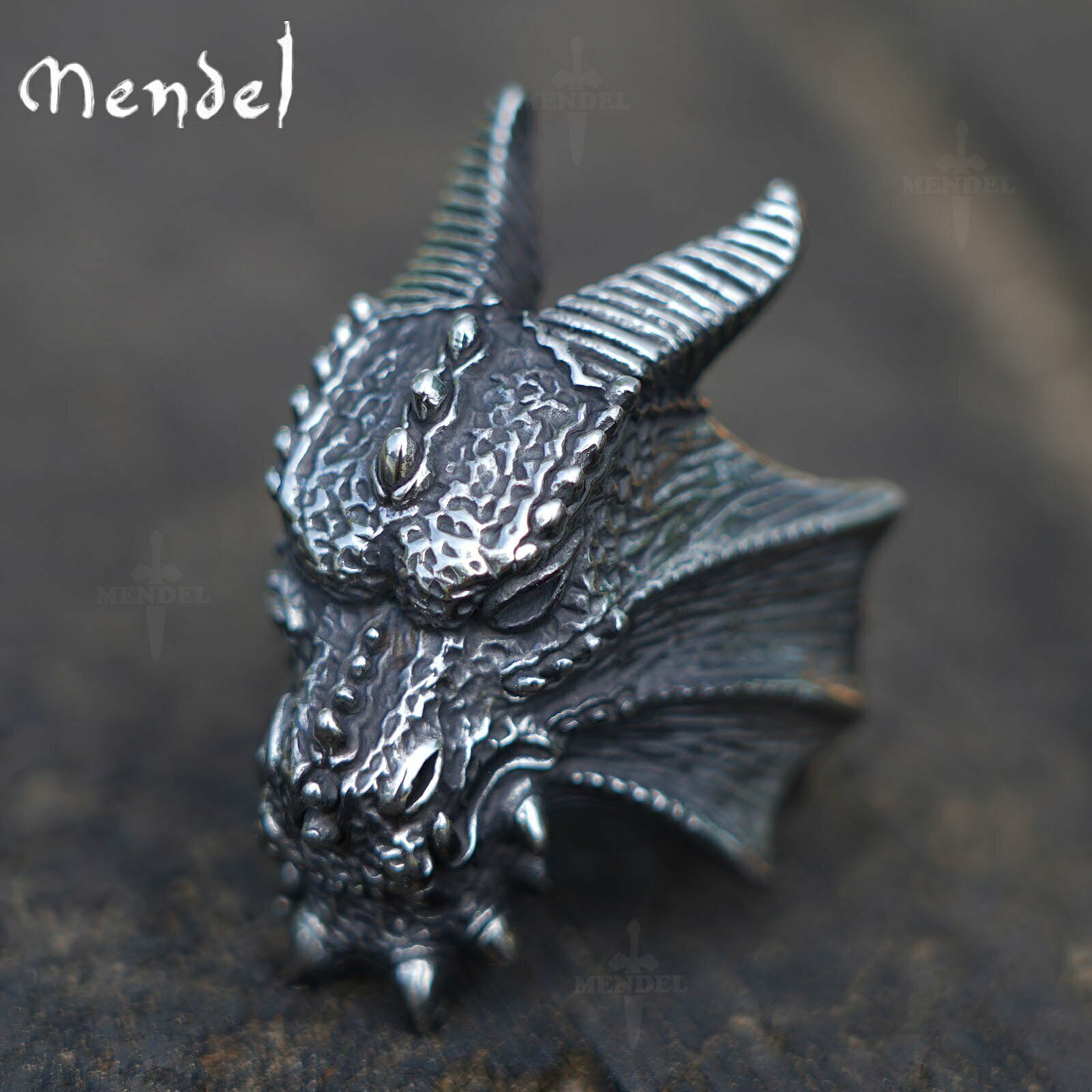 Large Gothic Dragon Head Ring for Men