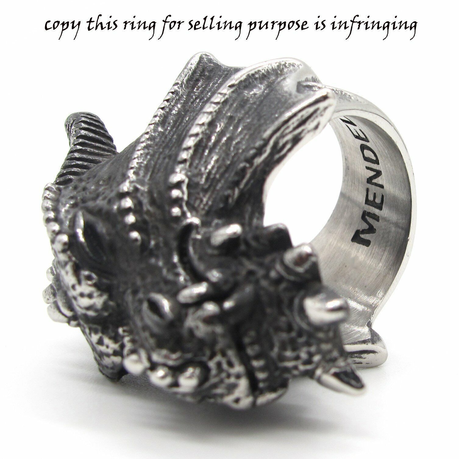 Large Gothic Dragon Head Ring for Men