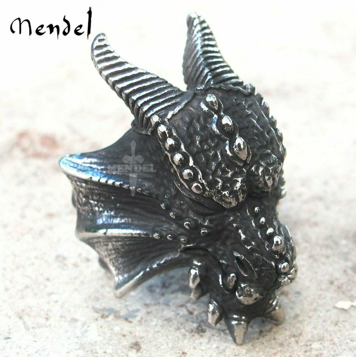 Large Gothic Dragon Head Ring for Men