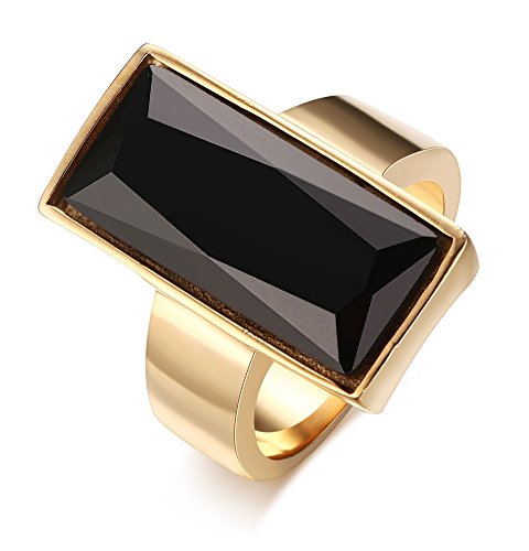 Vintage Gold Plated Black Glass Statement Ring