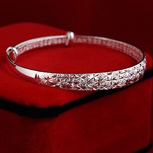 Symbolic Engraved Sterling Silver Bangle Bracelet for Women