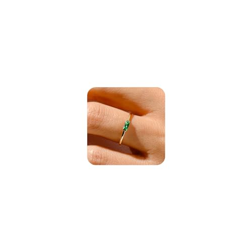 Dainty Gold Birthstone Stackable Ring for Women