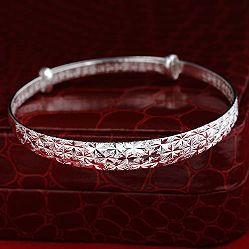 Symbolic Engraved Sterling Silver Bangle Bracelet for Women