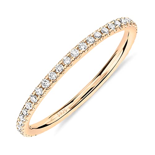Rhodium Plated Sterling Silver CZ Stackable Ring