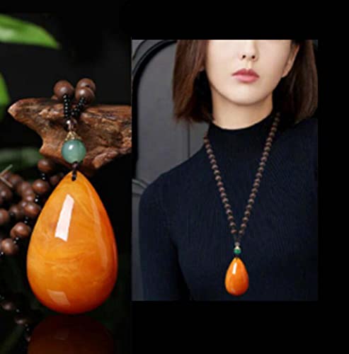 Teardrop Vintage Wooden Beaded Necklace for Women