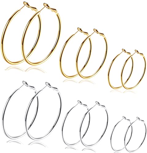 Dainty 14K Gold Large Hoop Earring Set