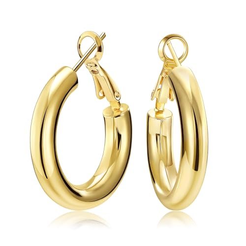 Chunky 14K Gold Plated Hoop Earrings for Women