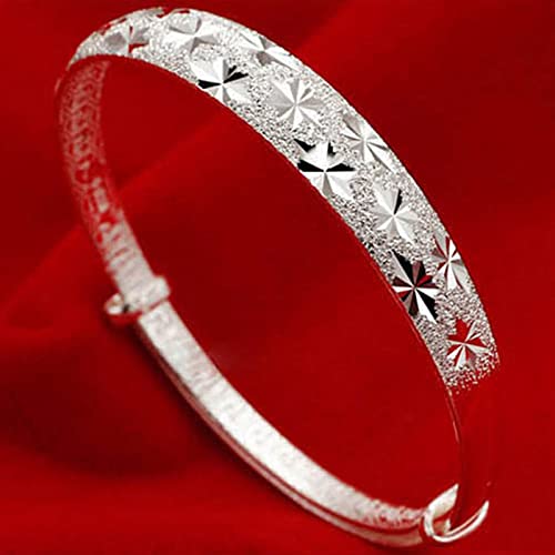 Symbolic Engraved Sterling Silver Bangle Bracelet for Women