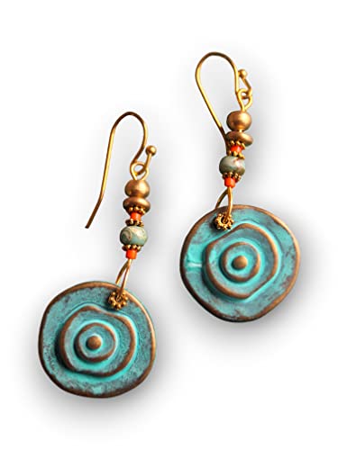 Boho Cyan Tribal Earrings: Long Beaded Bohemian Jewelry