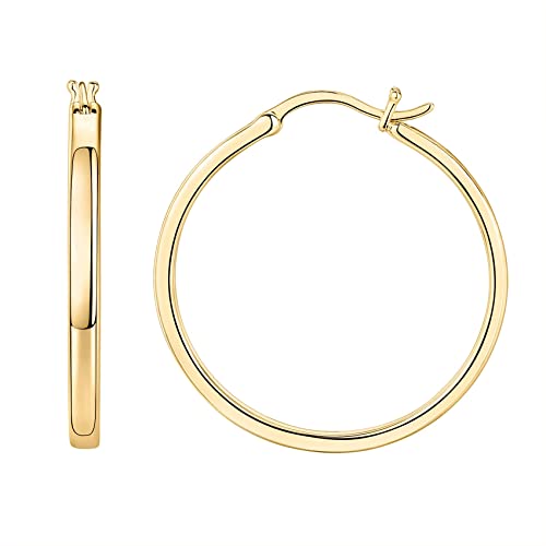 Lightweight 14K Gold Plated Sterling Silver Hoops