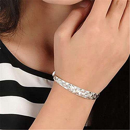 Symbolic Engraved Sterling Silver Bangle Bracelet for Women