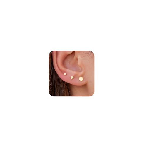 Dainty 14k Gold Heart Stud Earrings Set