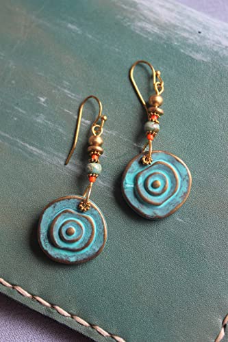 Boho Cyan Tribal Earrings: Long Beaded Bohemian Jewelry