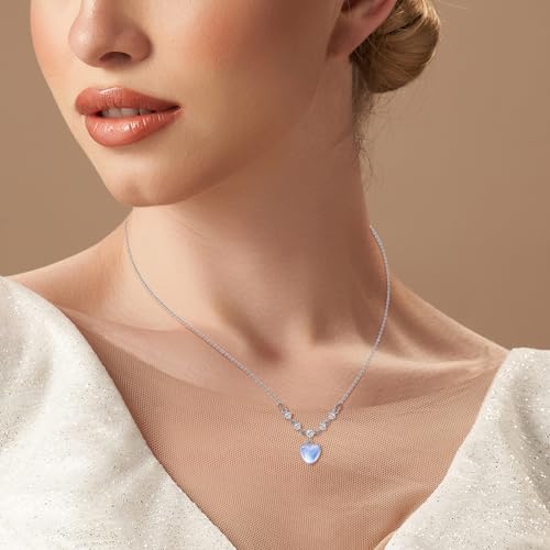 Elegant Silver Moonstone Heart Pendant Necklace for Women