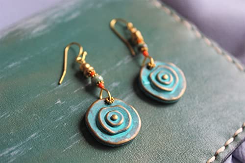 Boho Cyan Tribal Earrings: Long Beaded Bohemian Jewelry