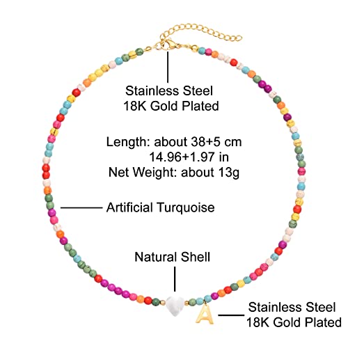 Colorful Beaded Initial Choker Necklace - Handmade Boho