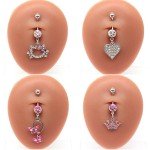 Butterfly Crown Crystal Heart Belly Button Jewelry