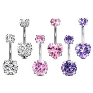 Surgical Steel Heart CZ Belly Button Ring