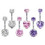 Surgical Steel Heart CZ Belly Button Ring