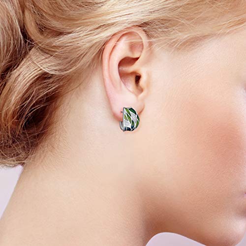 Santuzza 925 Silver Bamboo Leaves Cubic Zirconia Earrings