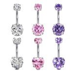 Surgical Steel Heart CZ Belly Button Ring