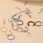22 Pcs Punk Fake Nose Ring Earrings Set
