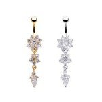 Stainless Steel Crystal Navel Belly Button Ring