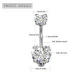 Surgical Steel Heart CZ Belly Button Ring