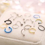 22 Pcs Punk Fake Nose Ring Earrings Set