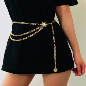 Boho Sunflower Coin Tassel Belt Chain Jewelry