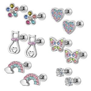 6 Pairs Cute Hypoallergenic Screwback Earrings Set