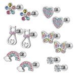 6 Pairs Cute Hypoallergenic Screwback Earrings Set