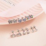 6 Pairs Cute Hypoallergenic Screwback Earrings Set