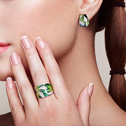 Santuzza 925 Silver Bamboo Leaves Cubic Zirconia Earrings