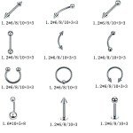 60PCS Stainless Steel Body Piercing Jewelry Set