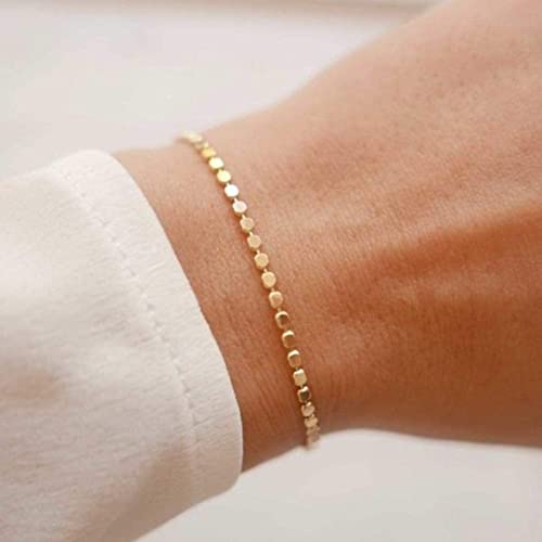 18k Gold Plated Dainty Dot Link Bracelet for Women