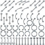 60PCS Stainless Steel Body Piercing Jewelry Set